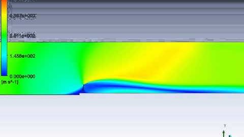 Flow over a plate fixed to a forward facing step - Velocity Magnitude