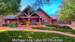 Michigan Log Cabins On 39+ Acres | Davis Lake | MI Real Estate | Log Garage | Old Houses SALE