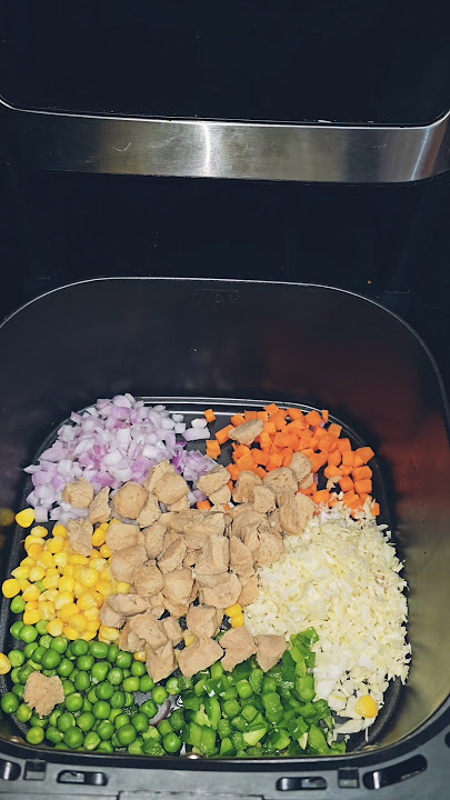 Air Fryer Fried Rice - Easy Dinner Idea #guiltfreesnacks #recipe #friedrice #shorts #reels #cooking