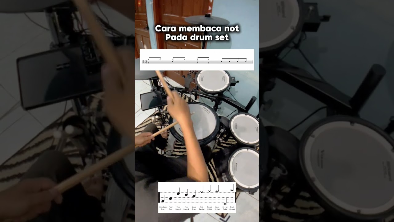 cara membaca not 1/8 dan 1/16 pada drum set 