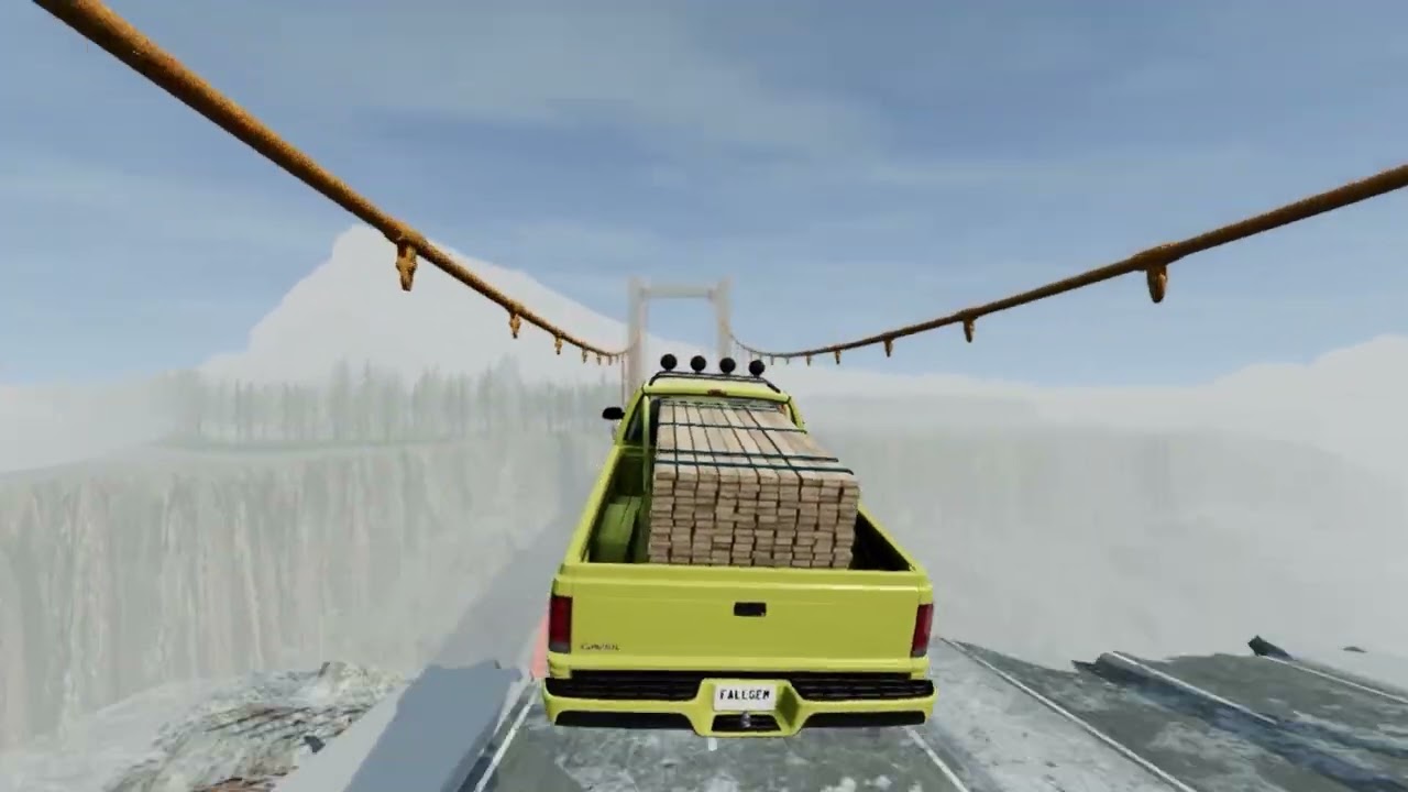 BeamNG.drive - The IMPOSSIBLE Broken Bridge Crash Jump Challenge