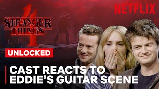 Stranger Things 4 | Stranger Things Cast Reacts to Eddie Shredding | Netflix Geeked by Stranger Things 5,624,109 views 1 year ago 3 minutes, 24 seconds