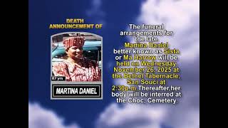 Martina Daniel ~ Short Obituary