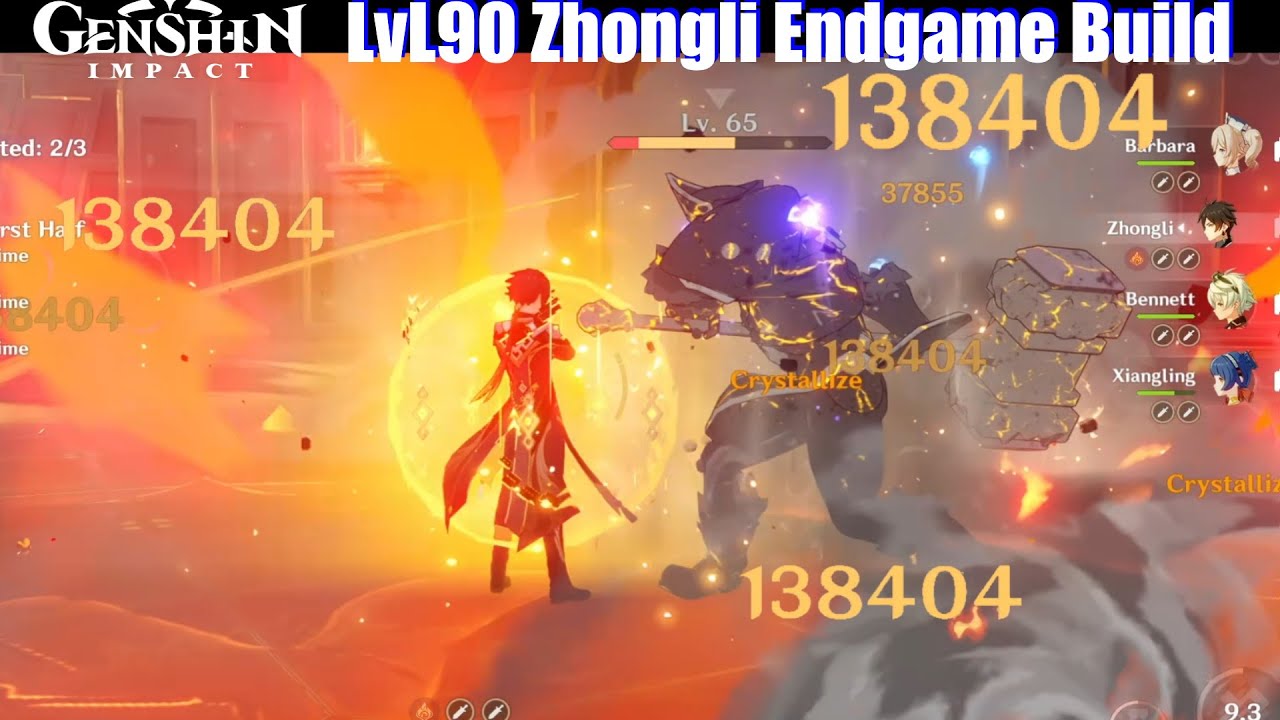 Genshin Impact Lvl 90 Zhongli Endgame Build Support Damage Youtube