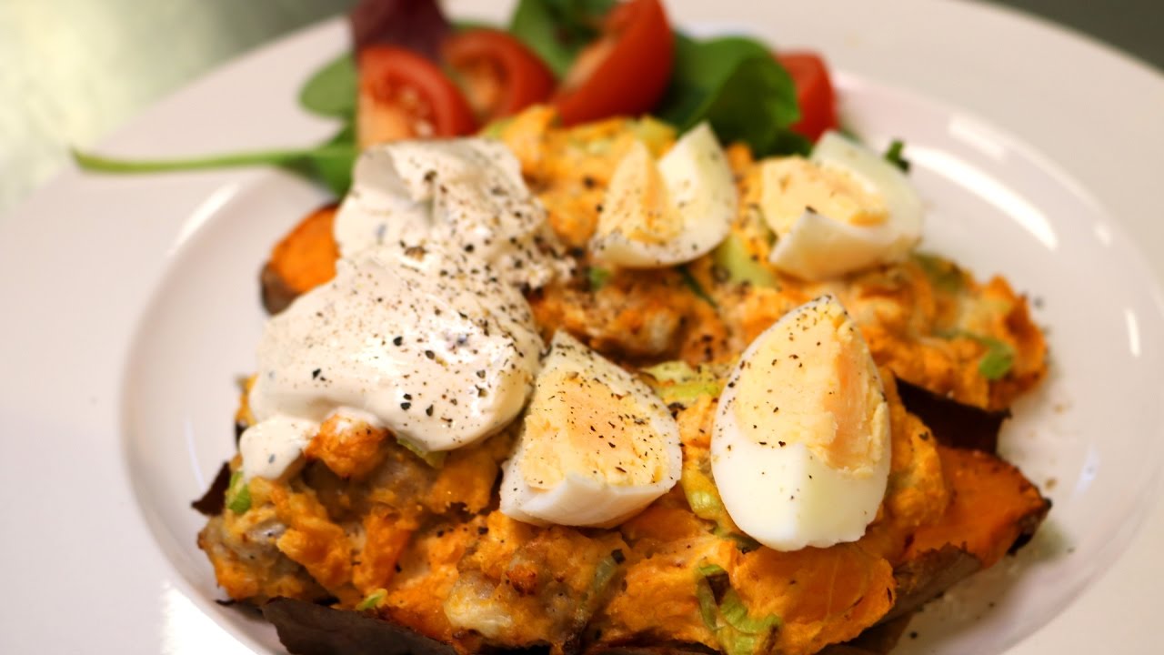 Stuffed Sweet Potato Light Lunch Recipe YouTube