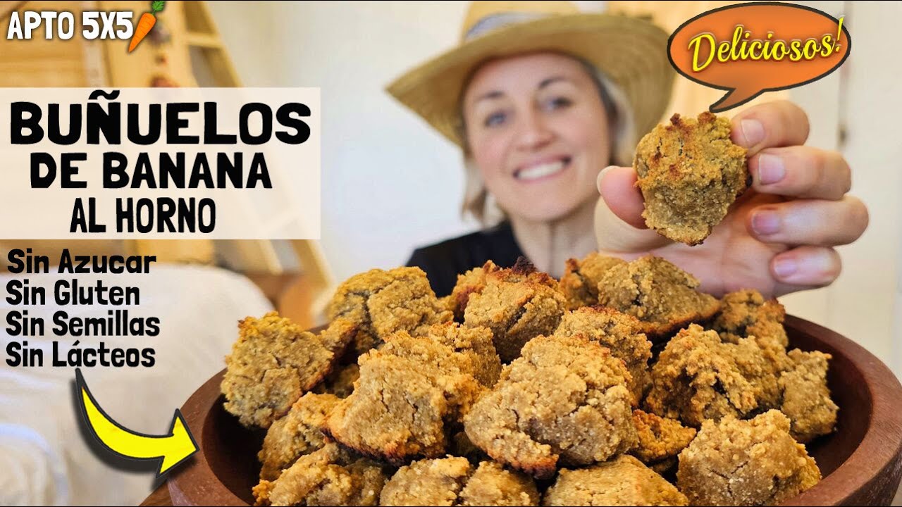Buñuelos de Banana al horno 🙌 Sin Harina Sin Azúcar Sin Cereales Ni lácteos! 😱😍 apto 5x5 y  Celíacos