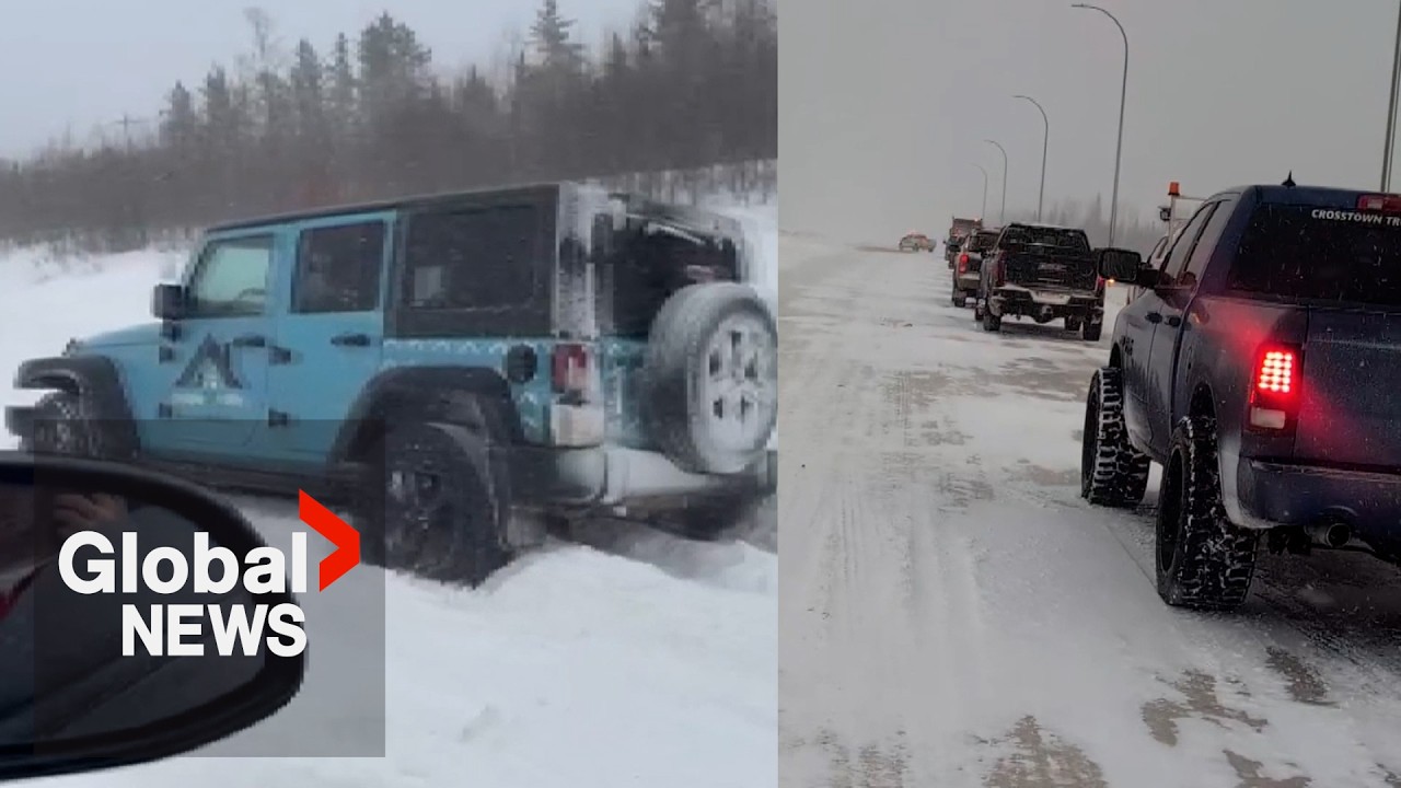 Snowstorms close major Alberta highway, leaving some stranded for up to 13 hours