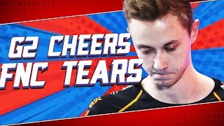 G2 CHEERS & FNC TEARS | WORLDS 2020 QUARTER FINALS FUNTAGE  League Of Legends