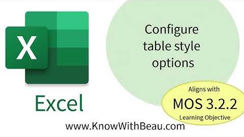 Excel 3.2.2 Configure table style options - KwB