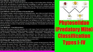 Phytoseiiedae [Predatory Mite] Classification Types I-IV
