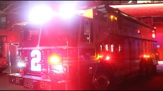 (TRAIN HORN & COLLAPSE RESCUE 2) FDNY Rescue 2 Goes out for dinner in Brownsville Brooklyn.
