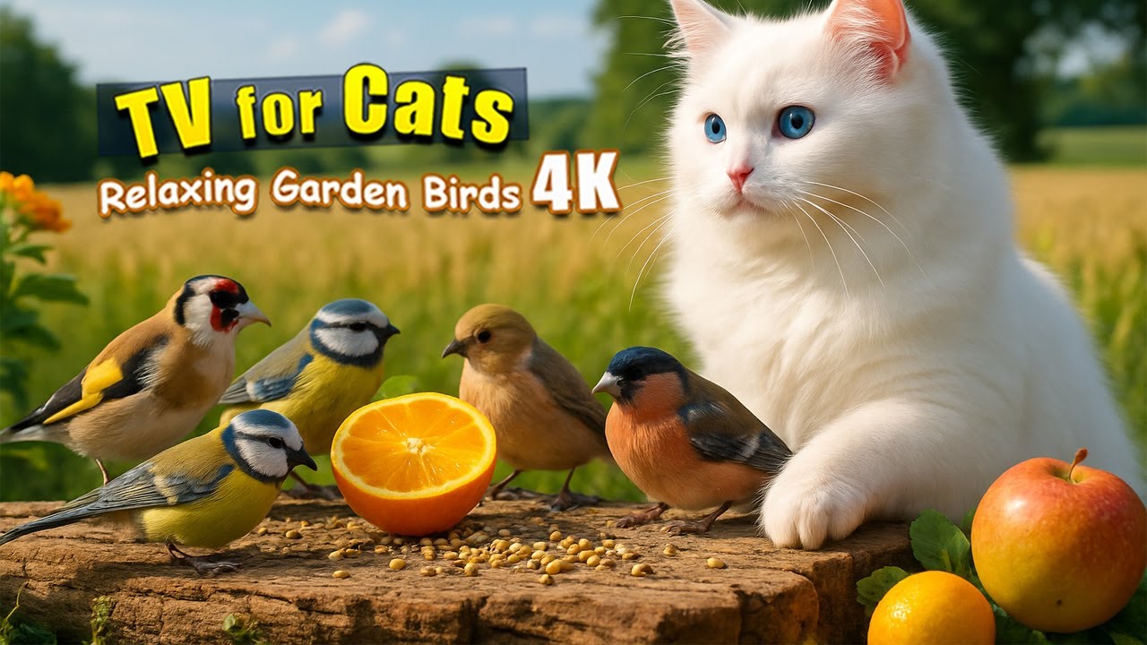 Bird Oasis 4K 🌿 Cat & Dog TV | Colorful Birds Eating Fruits & Seeds in a Peaceful Mountain Forest