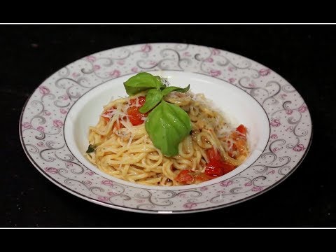 Homemade Fresh Pasta (Spaghetti) - Cherry Tomato and Basil Sauce