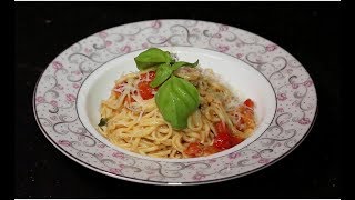Homemade Fresh Pasta (Spaghetti) - Cherry Tomato and Basil Sauce