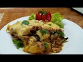 Картофель с фаршем и баклажанами под соусом бешамель. Мусака