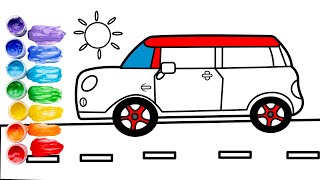 How to Draw a Cute Car for Kids in Simple Steps,Car drawing easy |Learn Color Easy Drawing Painting