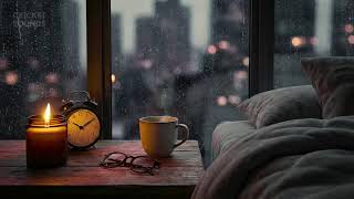 Steady Rain Outside Cozy Workspace | Silky Piano Sleep Harmony | ASMR 4K Sleep Therapy