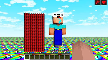 NOOB SURVIVAL IN RAINBOW LUCKY BLOCK WORLD WITH 1000 HEARTS in MINECRAFT! Noob vs Pro BATTLE