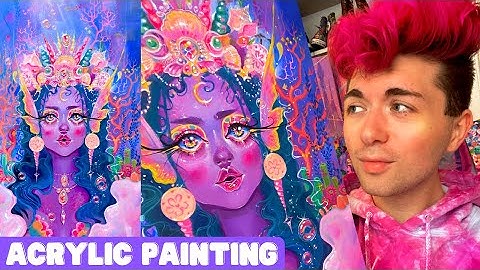 Painting the most MAGICAL mermaid Acrylic Painting Time Lapse (+GIVEAWAY)