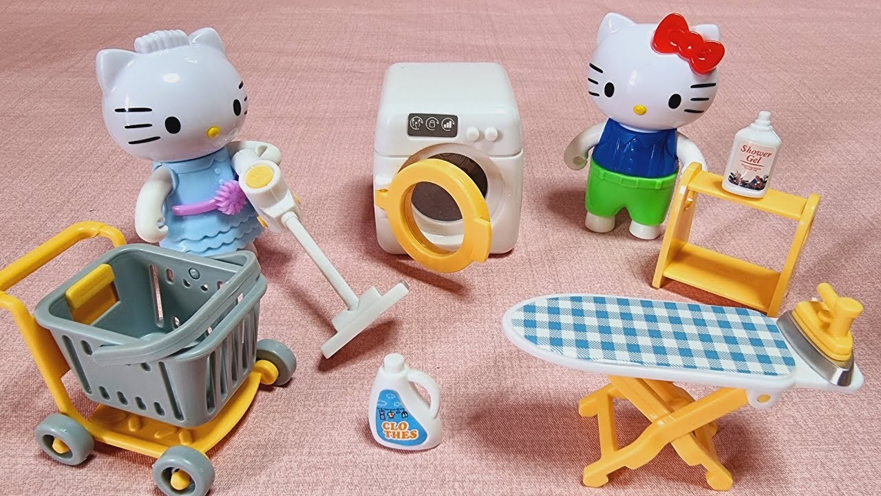 5 Minutes Satisfying With Unboxing Hello Kitty Laundry Set & Vacuum Cleaner ASMR No talking