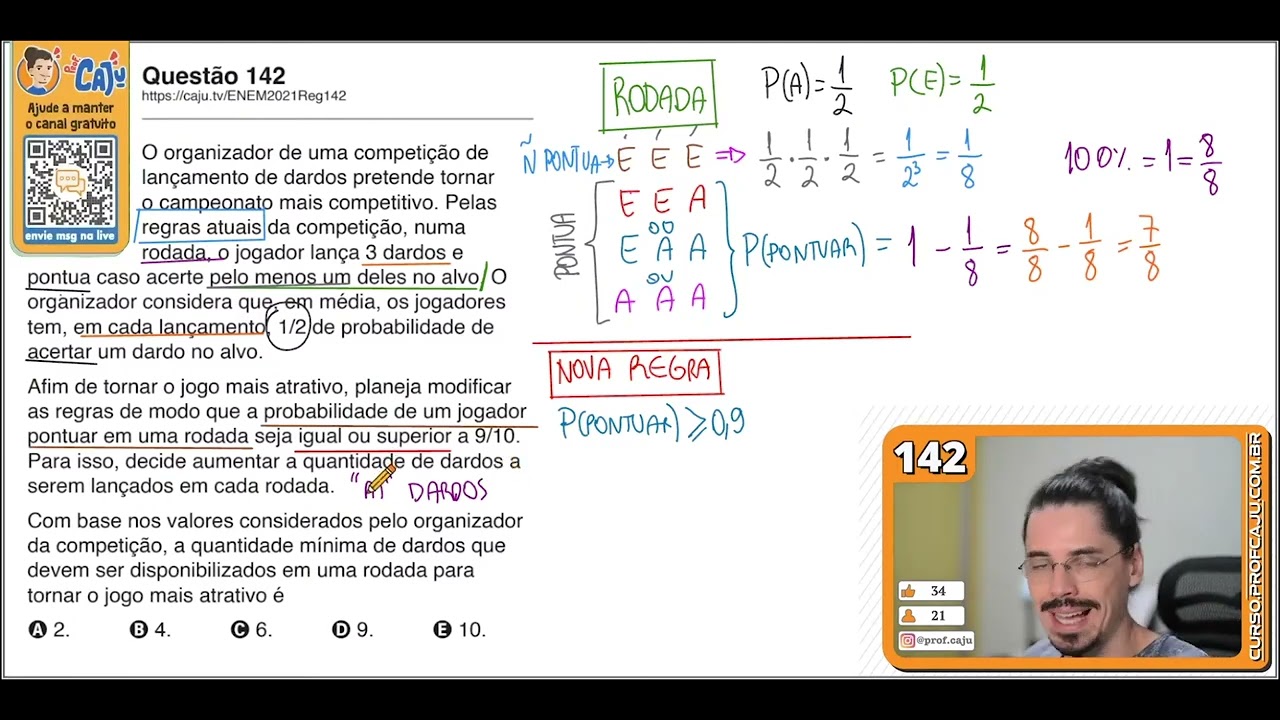 [ENEM 2021] 142 📘 PROBABILIDADE O organizador de uma competição de lançamento de dardos pretende