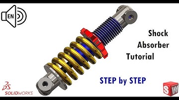 Shock Absorber Assembly SolidWorks Tutorial 2021 step by step! Learn from Home! :D