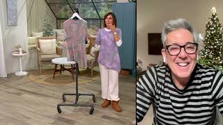 LOGO by Lori Goldstein Printed Slub Asymmetric Hem Top on QVC