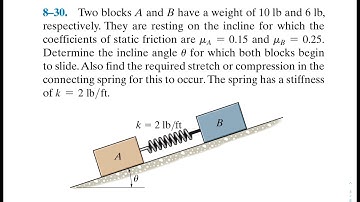 Statics 8.30 - Two block A and B have a weight of 10 lb and 6 lb, respectively.