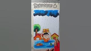 belajar menggambar tema alam semesta #1(banjir)