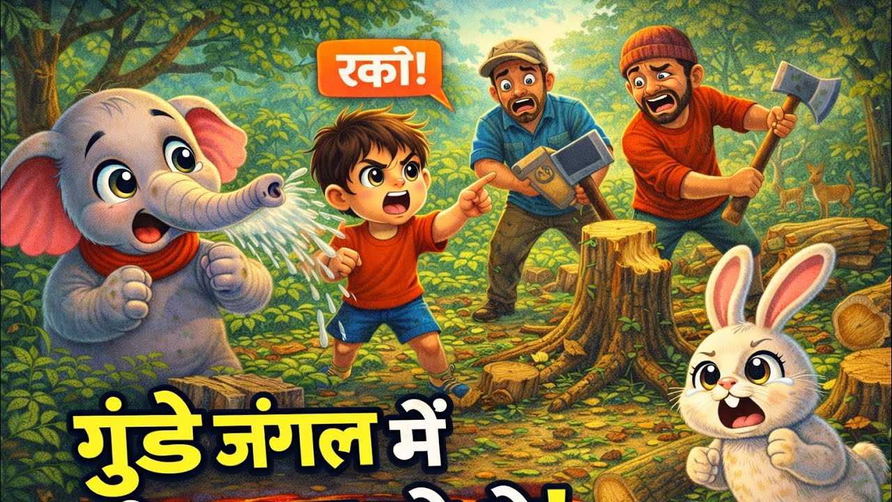 जंगल में गुंडे पेड़ काट रहे थे 😱 | Chintu Elephant & Monu Saved Jungle | Moral Story for Kids