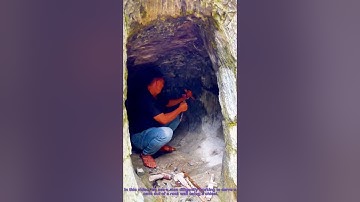 Cave Creation: Man Uses Chisel to Carve Rock