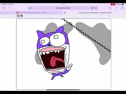 Purple Scratch cat got taken away by THE STAIRS