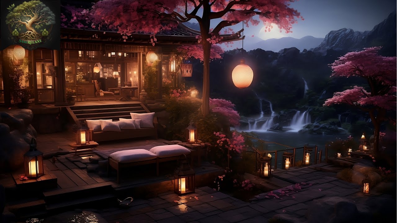 🌸 Секретный японский дзен-сад под дождём • Водопад • Глубокий сон ASMR