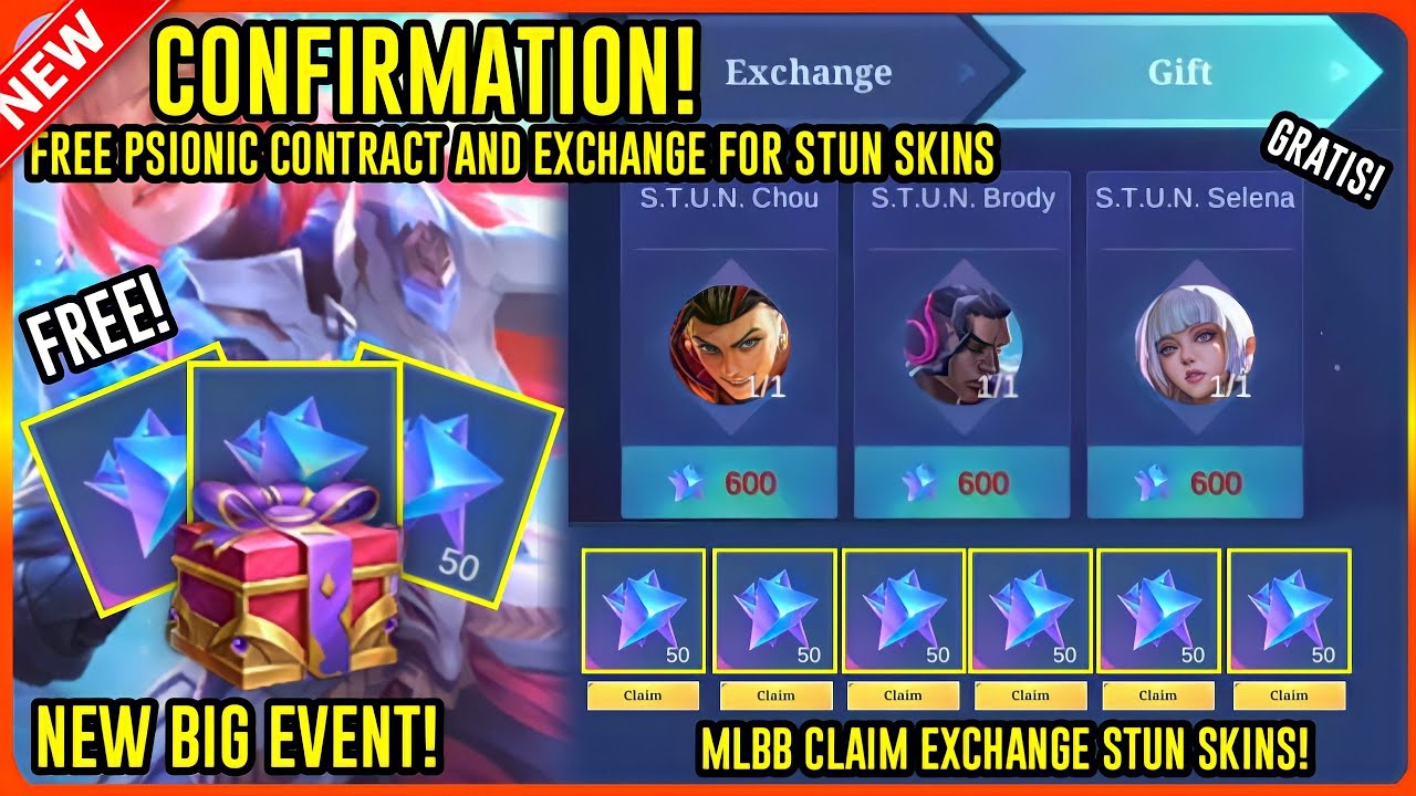 CONFIRMATION STUN SKINS EXCHANGE | NEW EVENT FREE SKIN + FREE TOKENS THIS APRIL IN MOBILE LEGENDS