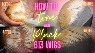 How To Tone 613 Knots Without Developer \& How to Pluck 613 Frontal Wigs Ft. SHINING GIRL HAIR