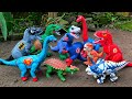Dinosaur Jurassic World Superhero | T-rex, Brachiosaurus, Triceratops, Superman/ Spiderman eps.10