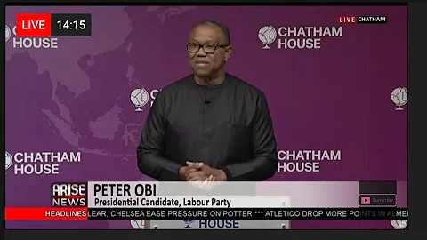 Peter Obi, Leader Labour Party, addressing Chatham House