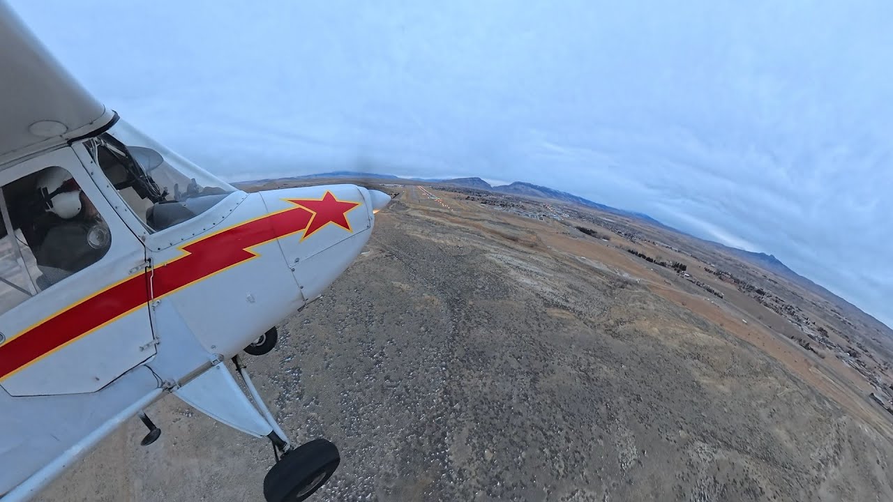 Cloudy afternoon landing at Cody in the Citabria