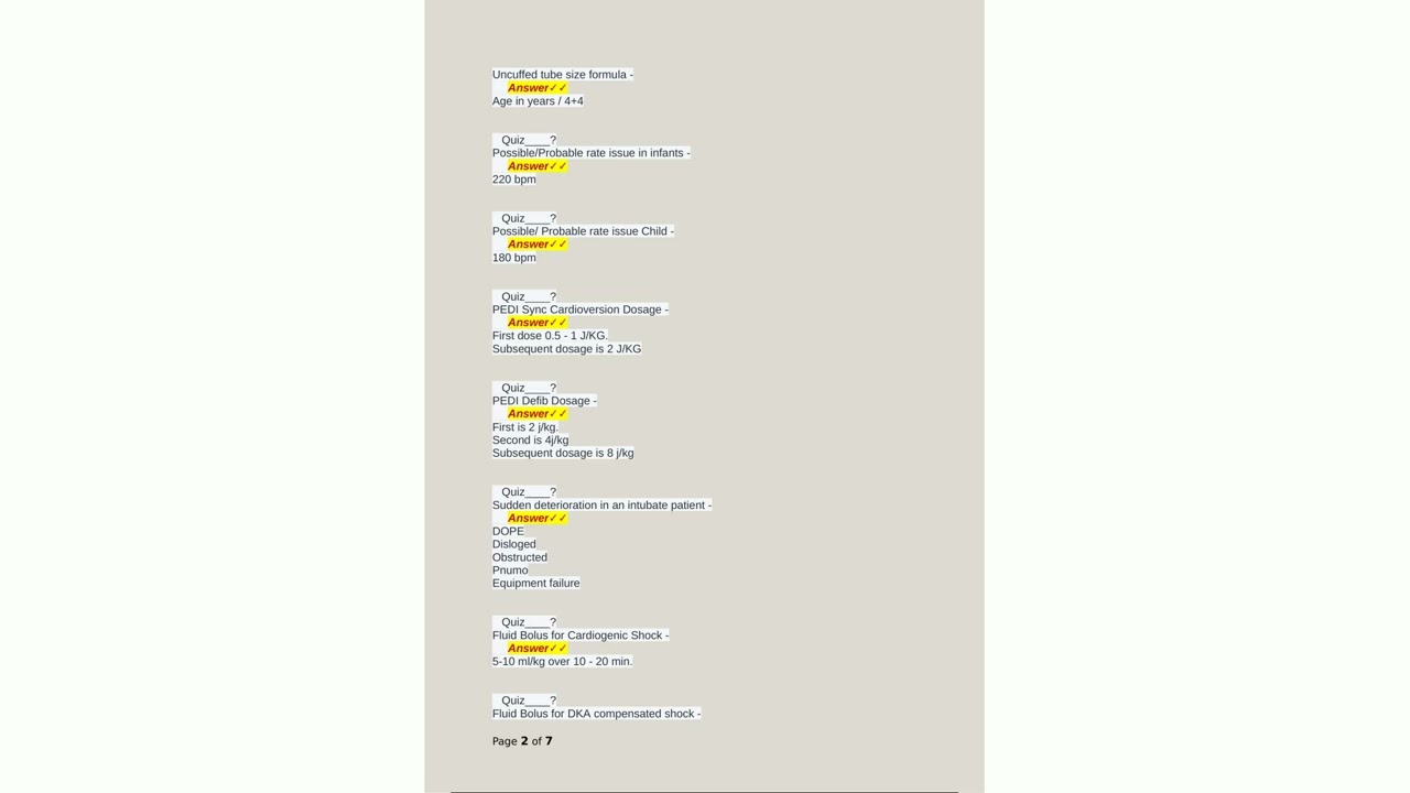 50 Questions Pals Actual Test Questions With Detailed Verified Answers Already Graded A 2025   Quiz