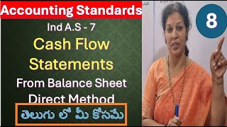 8. Ind A.S - 7 Cash Flow Statements From Balance Sheet - Direct Method in Telugu