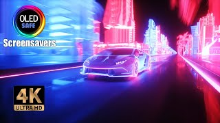 Neon Sports Car Screensaver - 10 Hours - 4K - Oled Safe
