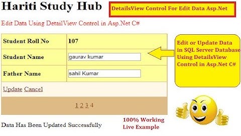 Update Data with Detail View Control in Asp.Net C# | Hindi | Free Online Class