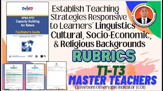 COT RUBRICS II Establish Strategies Responsive to Learners