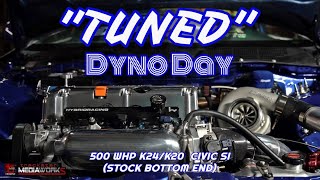 Turbo K24 Civic Si Dyno Day! What a Great Build! 500WHP (Stock Bottom End)