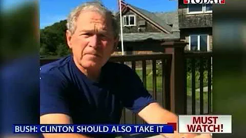 Bush takes on 'ice bucket challenge', dares Clinton