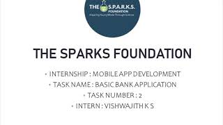 Mobile App Development | The Sparks Foundation | Basic Bank Application | Task #2