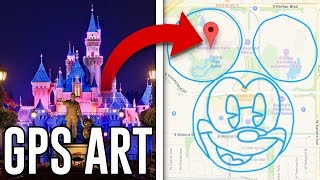 Drawing the BIGGEST Mickey Mouse in Disneyland | GPS Drawing Challenge