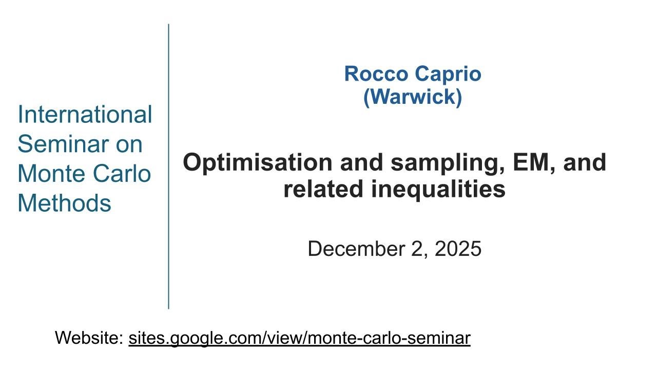 Семинар по методу Монте-Карло | Рокко Каприо | Оптимизация и выборка, EM-метод и связанные с ним ...