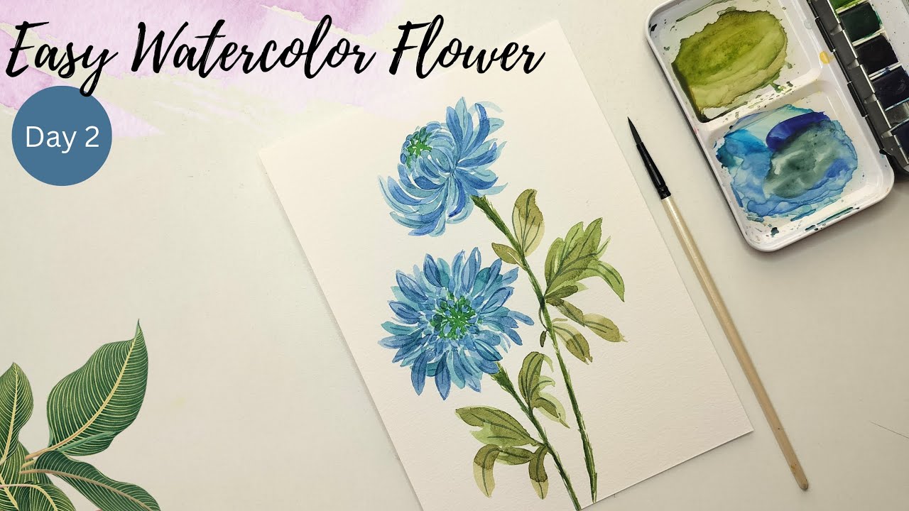How to paint watercolor flowers. Day 2.Simple watercolor