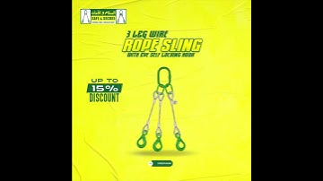 Three Leg Steel Wire Rope Sling With Eye Self Locking Hook